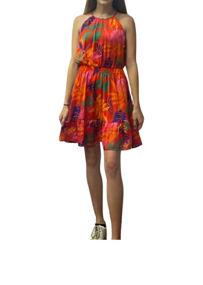 Skies Are Blue Palm Leaf Mini Dress In Multi