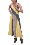 Skies Are Blue Patchwork Midi Dress In Yellow/black/tan In Multi