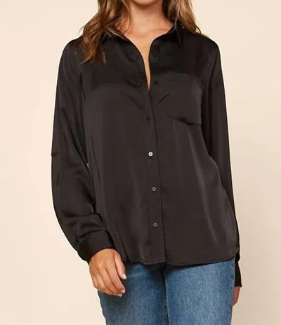 Skies Are Blue Patricia Satin Shirt In Black
