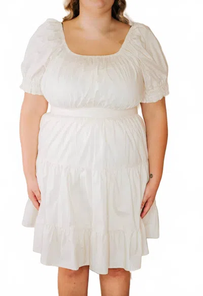 Skies Are Blue Pick Me Up Puff Sleeve Dress - Plus In White