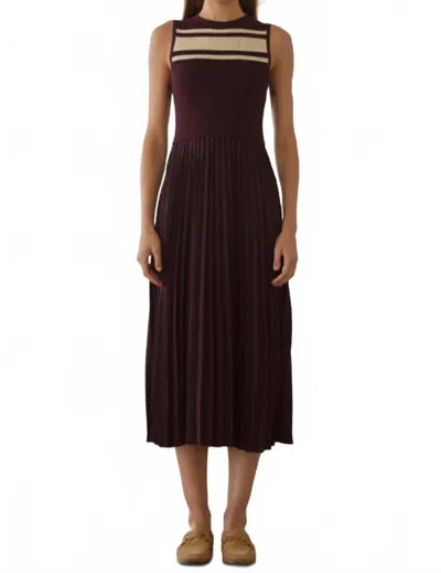Skies Are Blue Pleated Midi Dress In Burgundy Wine