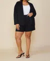 Skies Are Blue Plus Size Long Sleeve Open Blazer In Black In Black