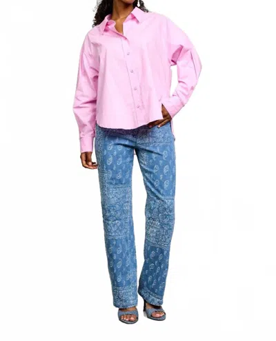 Skies Are Blue Poplin Long Sleeve Button Down Shirt In Pink