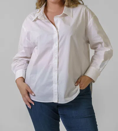 Skies Are Blue Poplin Long Sleeve Shirt In White