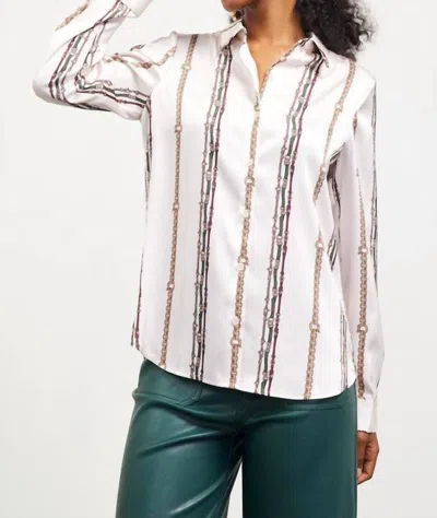 Skies Are Blue Print Long Sleeves Top In Ivory/multi