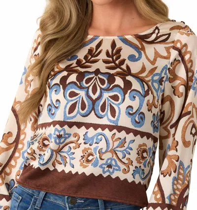 Skies Are Blue Printed Long Sleeve Blouse In Multi