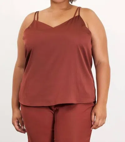 Skies Are Blue Recycled Double Strap Cami In Chocolate In Gold