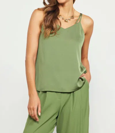 Skies Are Blue Recycled Double Strap Cami In Olive In Green