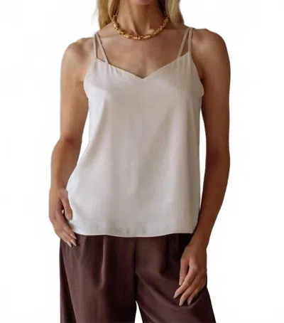 Skies Are Blue Recycled Double Strap Cami Top In Shell In White
