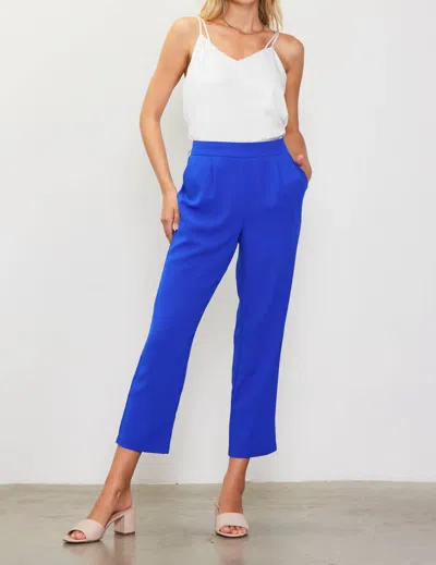 Skies Are Blue Recycled Poly Tapred Pants With Waist Band In Electric Blue