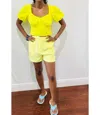 Skies Are Blue Recycled Tailored Shorts In Lime Yellow In Yellow