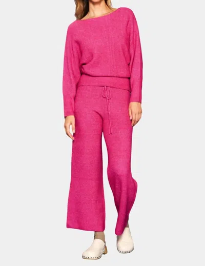 Skies Are Blue Ribbed Knit Wide Leg Pant In Berry Pink In Multi