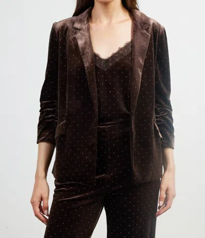 Skies Are Blue Roma Studded Velvet Blazer In Brown