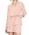 Skies Are Blue Rouched Sleeve Blazer In Rose Cloud