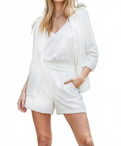 Skies Are Blue Rouched Sleeve Blazer In White