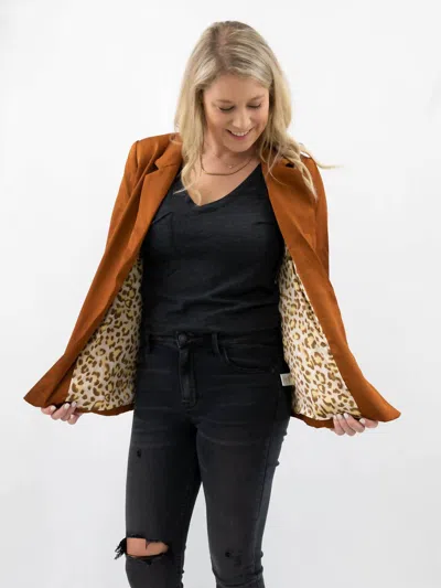 Skies Are Blue Ruched Blazer In Toffee In Brown