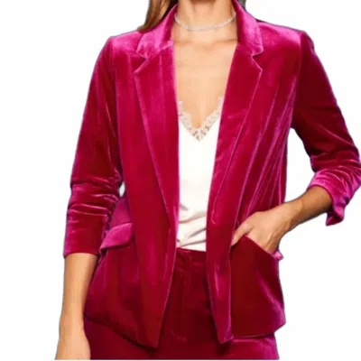Skies Are Blue Ruched Velvet Blazer In Magenta In Pink