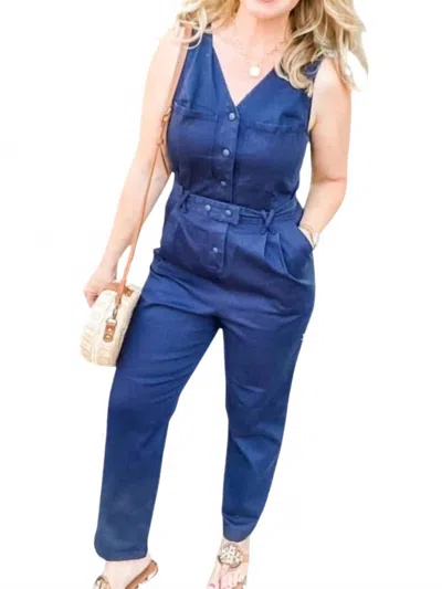 Skies Are Blue Sailor Jumpsuit In Blue