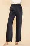 SKIES ARE BLUE SATIN ELASTIC WAIST STRAIGHT LEG PANT IN BLACK