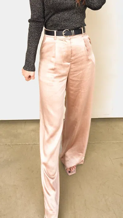 Skies Are Blue Satin Elastic Waist Trouser In Champagne In White