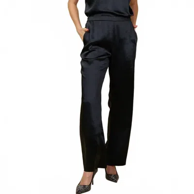 Skies Are Blue Satin Straight Leg Pants In Black