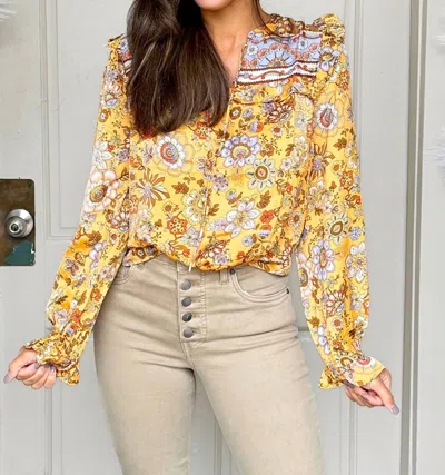 Skies Are Blue Seed Paisley Top In Mustard In Yellow