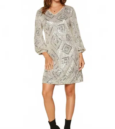 Skies Are Blue Sequin Dancing Queen Dress In Champagne In White