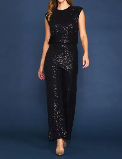 Skies Are Blue Sequin Flare Pants In Black