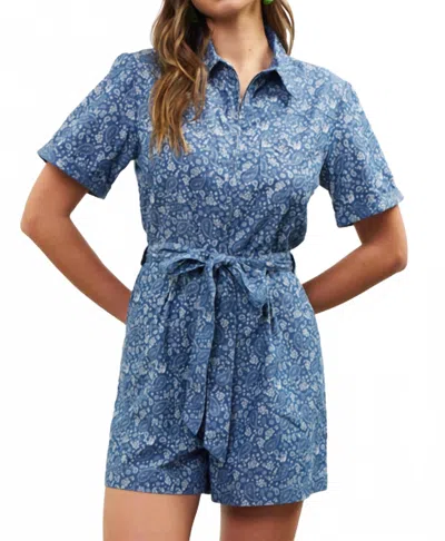 Skies Are Blue Shelly Romper In Air Force Blue & Powder Blue