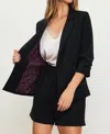 Skies Are Blue Shirred Sleeve Blazer In Black In Black