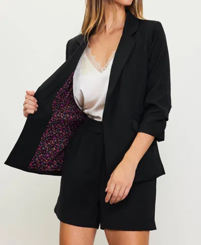 Skies Are Blue Shirred Sleeve Blazer In Black