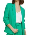 Skies Are Blue Shirred Sleeve Blazer In Emerald Green In Green