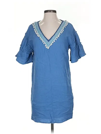 Pre-owned Skies Are Blue Short Sleeve Blouse In Blue