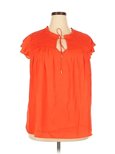 Pre-owned Skies Are Blue Short Sleeve Blouse In Orange