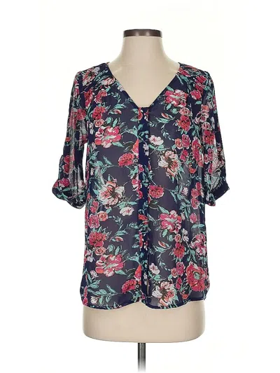 Pre-owned Skies Are Blue Short Sleeve Henley Shirt In Blue