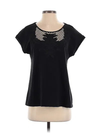 Pre-owned Skies Are Blue Short Sleeve Top Black Keyhole Neckline Tops