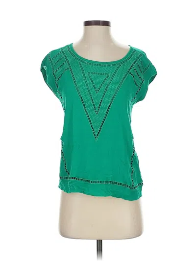 Pre-owned Skies Are Blue Short Sleeve Top Green Scoop Neck Tops