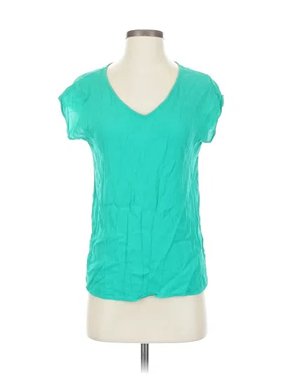 Pre-owned Skies Are Blue Short Sleeve Top Teal Scoop Neck Tops In Blue
