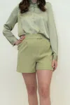 Skies Are Blue Sienna Eco-friendly Tailored Shorts In Light Olive In Green