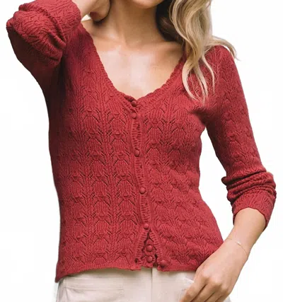 Skies Are Blue Skyler Crochet Cardigan In Dark Musk Pink In Red