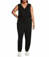 Skies Are Blue Sleeveless Jumpsuit (plus Size) In Black In Black