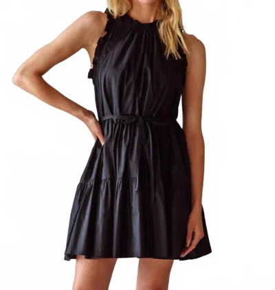 Skies Are Blue Sleeveless Ruffled Poplin Mini Dress In Black