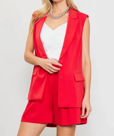 Skies Are Blue Sleeveless Tailored Blazer In Red