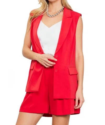 Skies Are Blue Sleeveless Tailored Blazer In Red