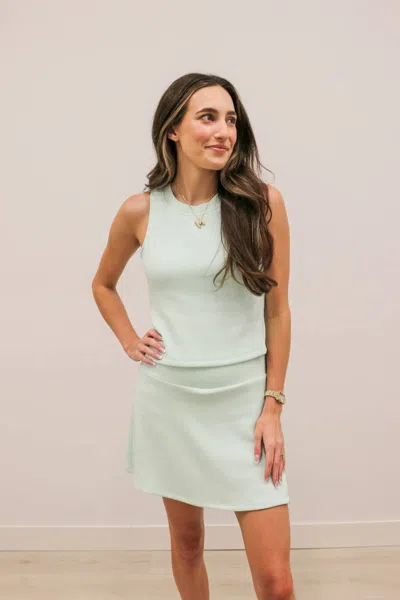 Skies Are Blue Soft Modal Athleisure Mini Skorts In Ice Mint In Green
