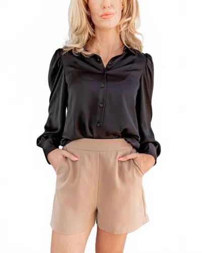 Skies Are Blue Sophia Structured Shorts In Tan In Black