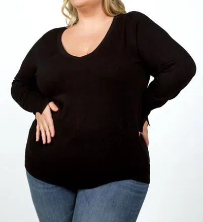 Skies Are Blue Split Cuff Sweater In Black