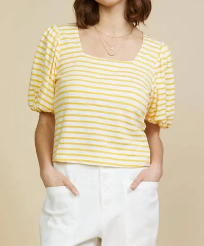 Skies Are Blue Square Neck Striped Top In Yellow