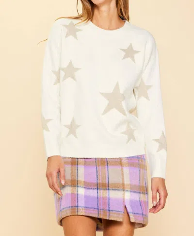 Skies Are Blue Star Pattern Sweater In Ivory In White