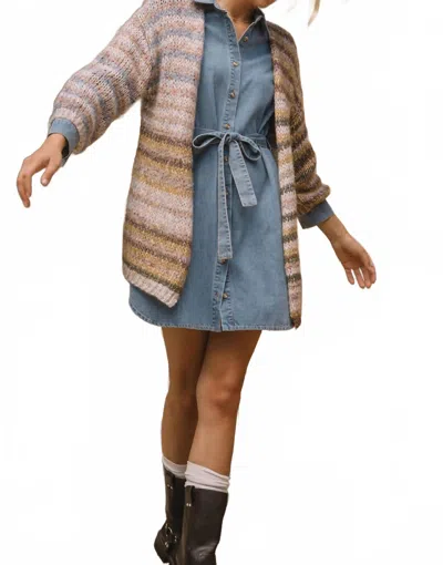 Skies Are Blue Stripe Open Cardigan In Multi